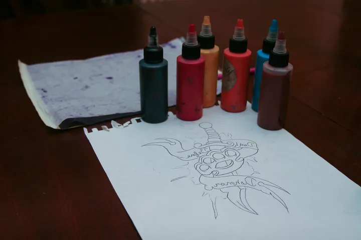 Sketch and ink bottles