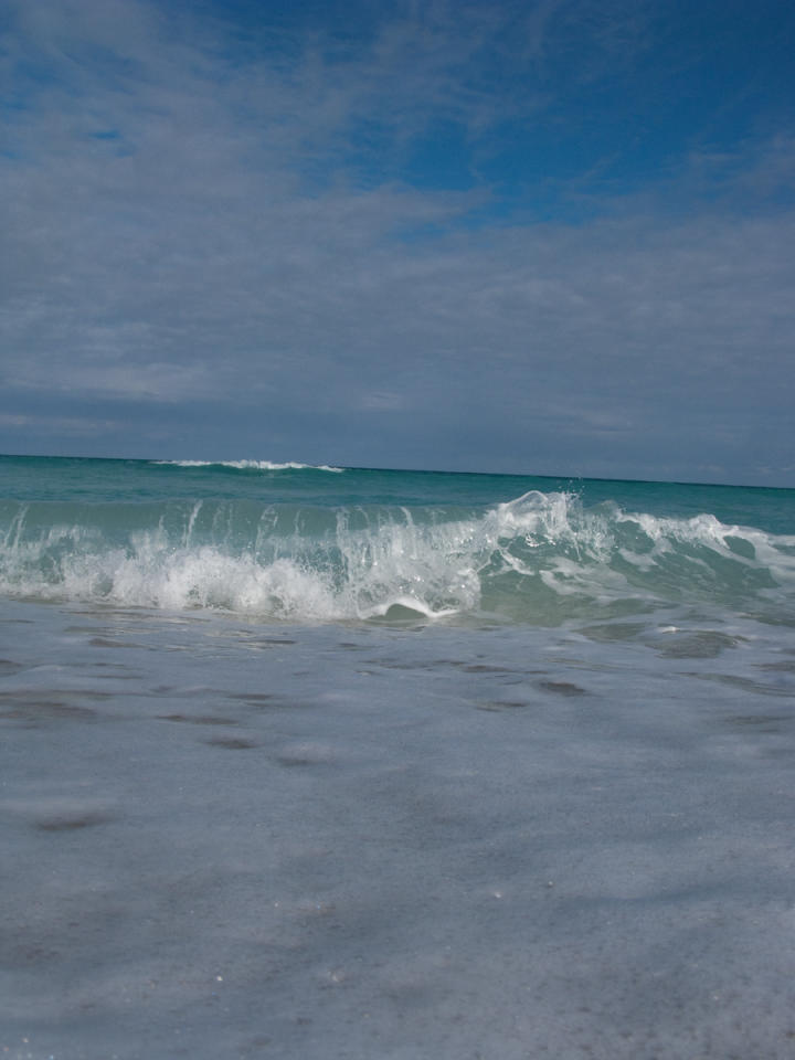 The clear, crashing waves