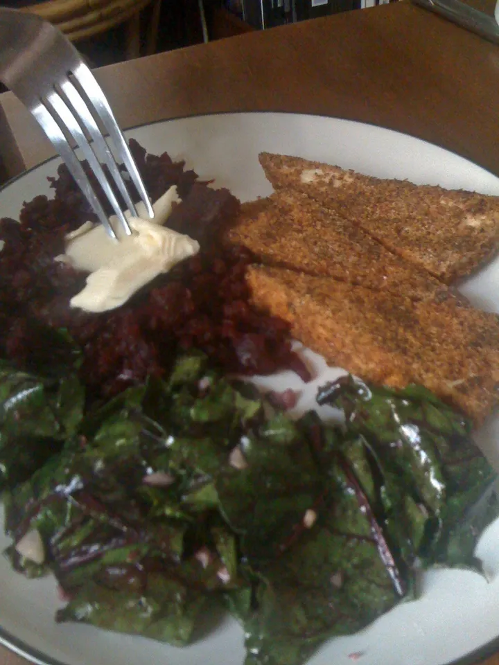 Dinner: Beets, Tofu, and Beet Greens