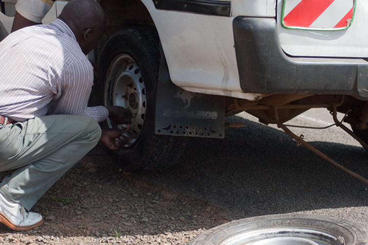 Our van got a flat tire