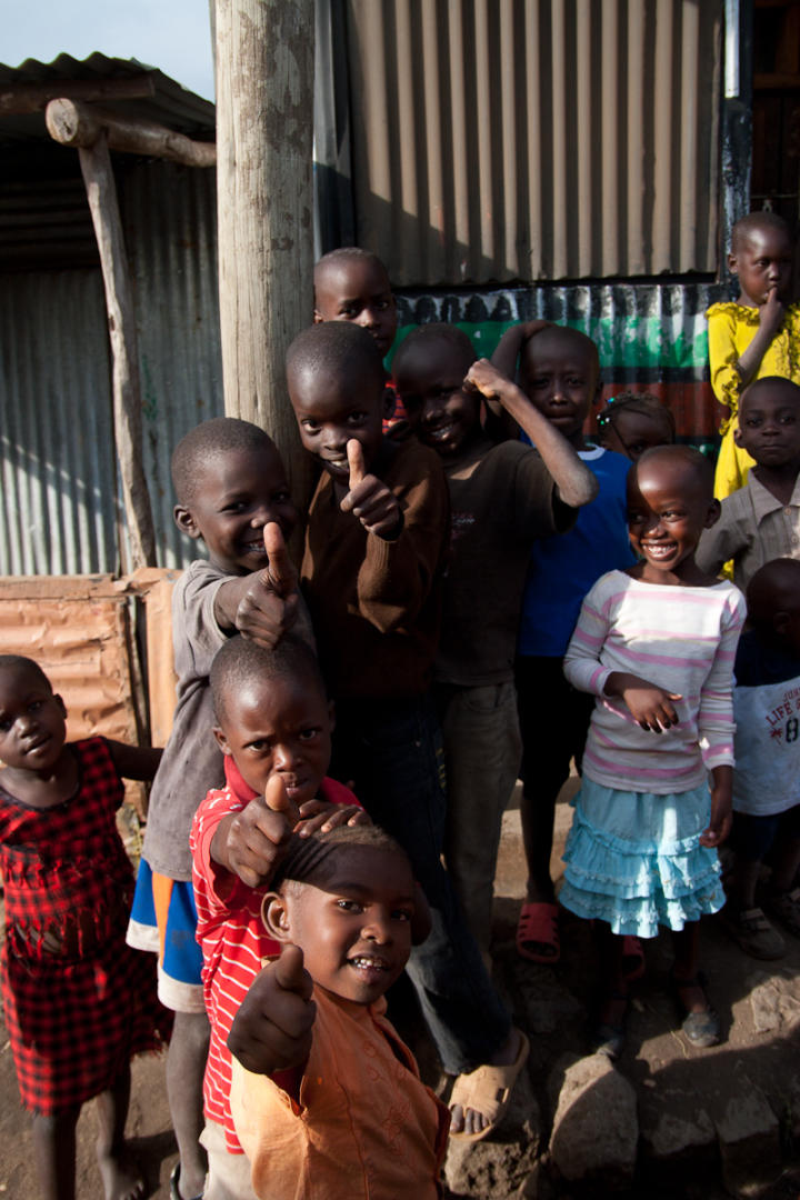 Children gathering around in Magunga