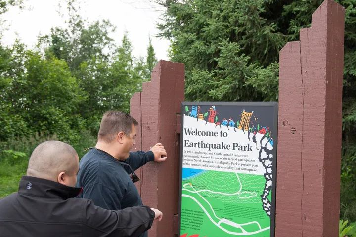 Entrance to Earthquake Park in Anchorage
