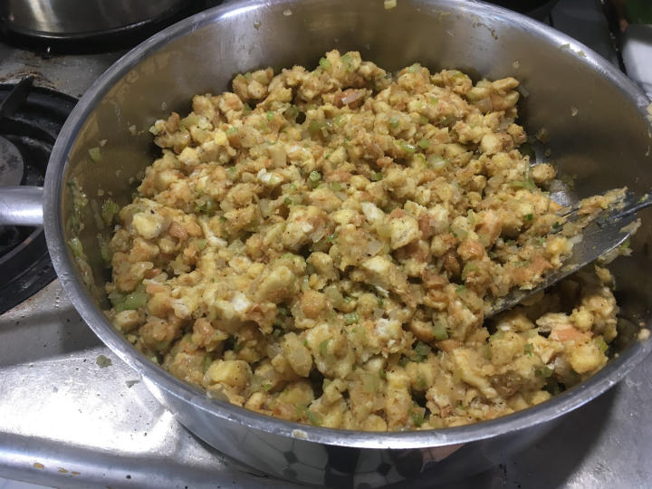 Photo of the stuffing as it's cooking