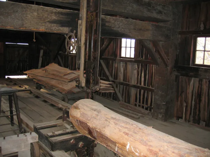 Inside an old lumber mill