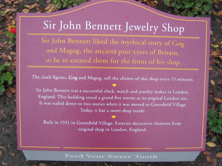 Placard: Sir John Bennett Jewelry shop