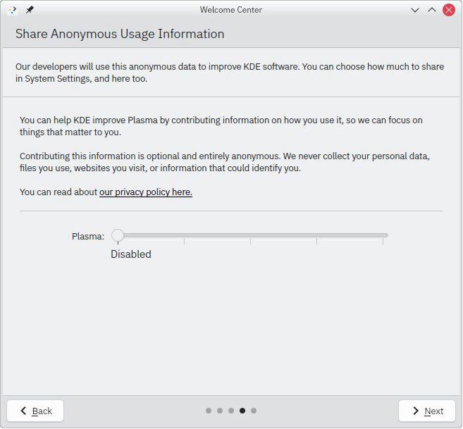 Screenshot of KDE data collection settings