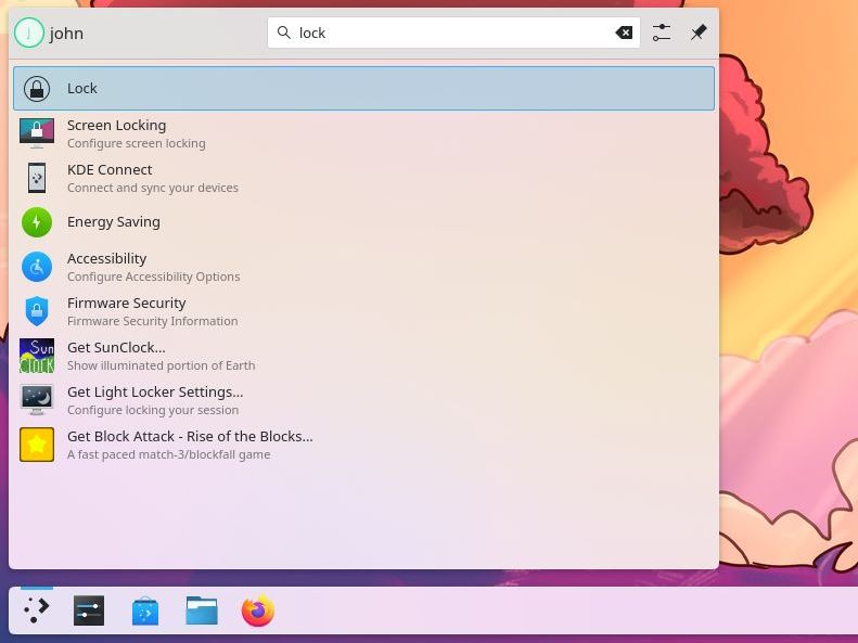 Screenshot of kde plasma returning good search results