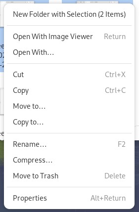 screenshot of gnome file manager menu 