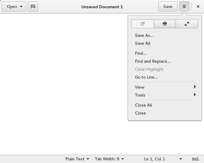 Screenshot of middle version of gnome text editor that is starting to look bad