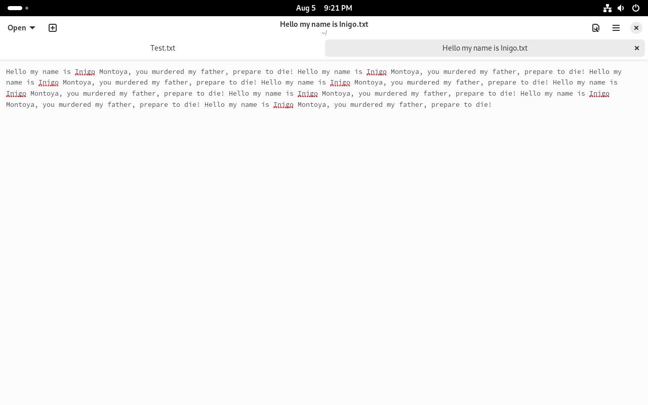 screenshot of gnome text editor doing nothing useful with a mostly empty titlebar