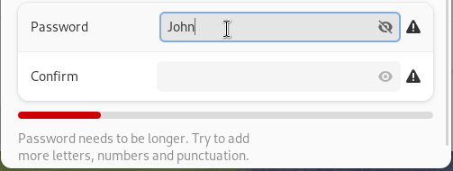 animation showing gnome add user dialog and its unhelpfulness choosing a password