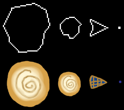 Picture of original pixel art sprites supplied by GameMaker, and the sprites Hazel and I drew.