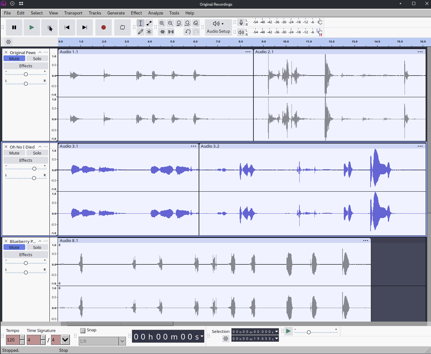Screenshot of Audacity Audio Editor