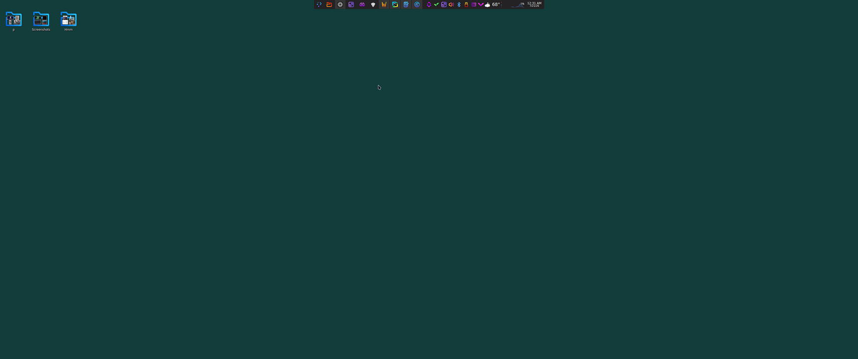 Screenshot of a plain, blue-green desktop wallpaper