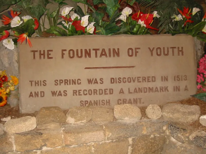 The actual placard of the actual fountain of youth