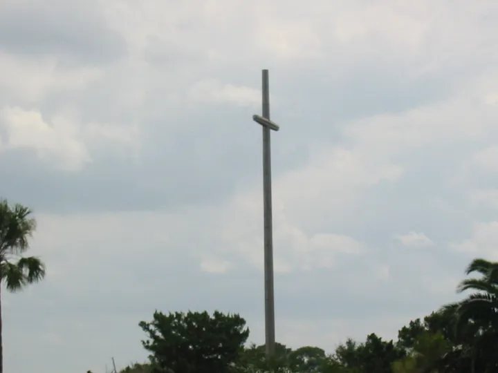 The cross erected at the landing site