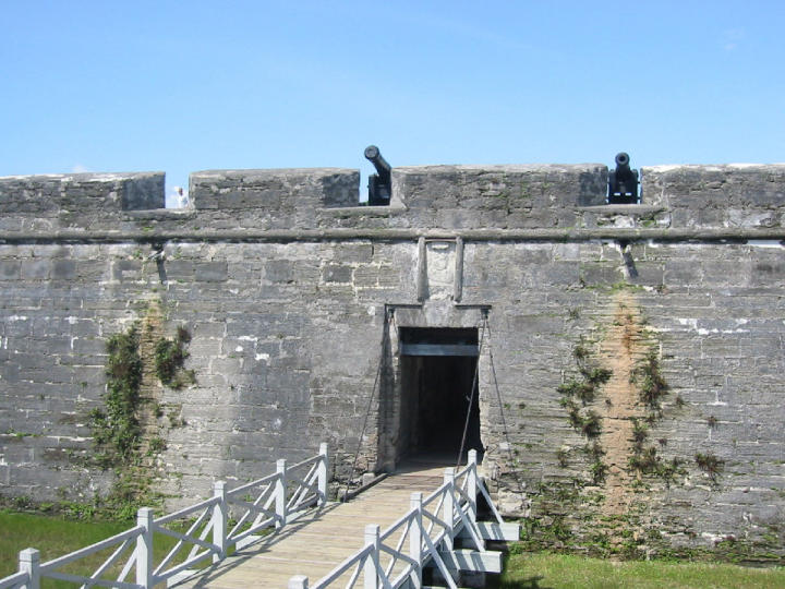 The bridge across the empty moat