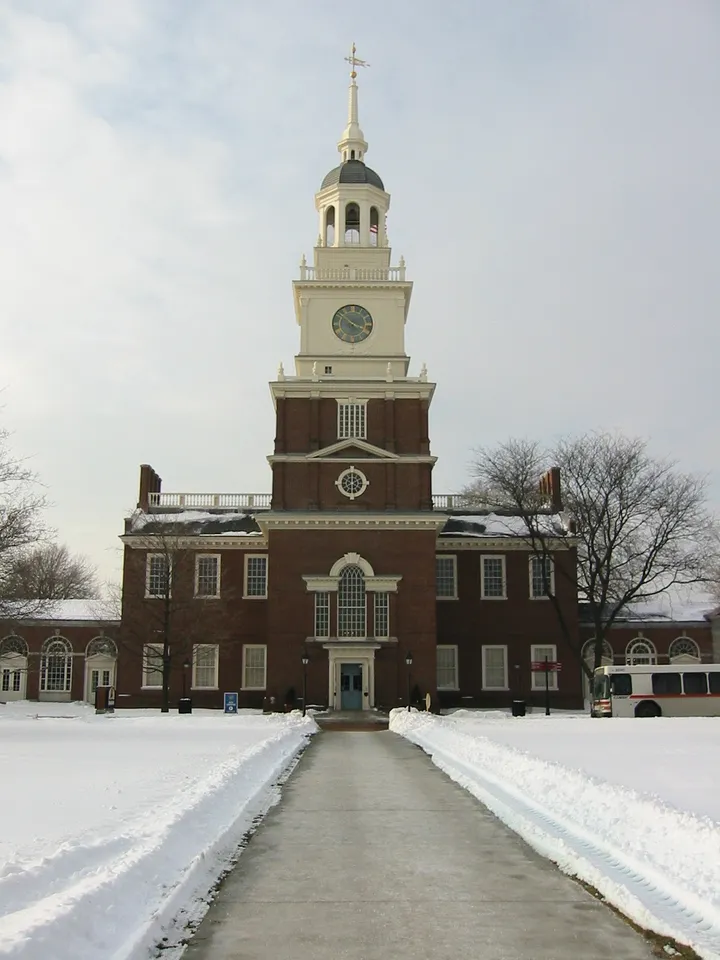 The snow-covered Henry Ford Museum