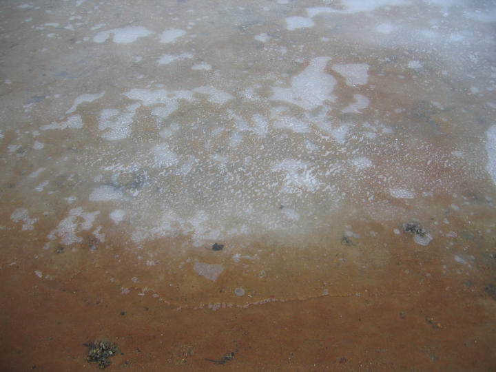 The ice-covered sand