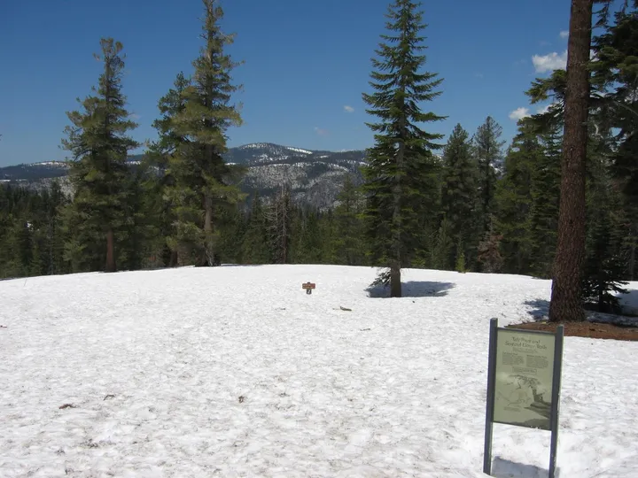 The snow-covered trail to Sentinel Dome
