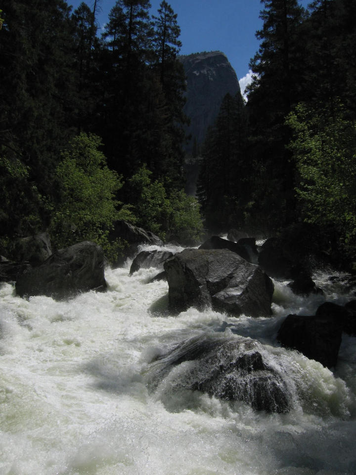 The creek rushing by