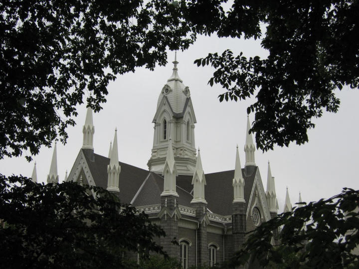 The first chapel built by the Mormon pioneers