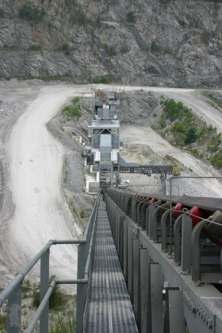 Looking down at a lower building