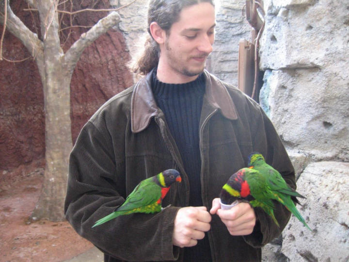 JL with some lorikeets