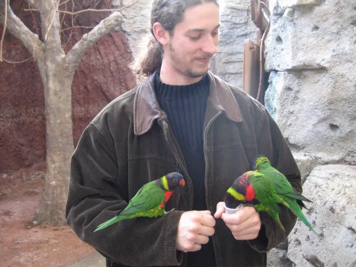JL with some lorikeets