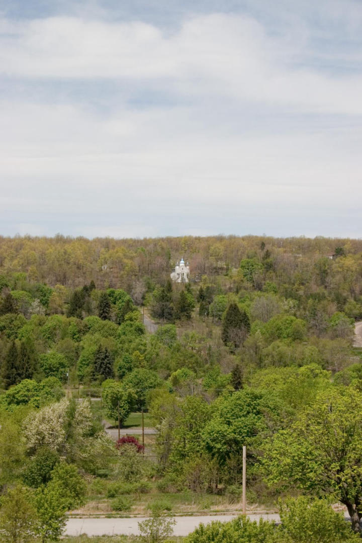 Distant view of the church