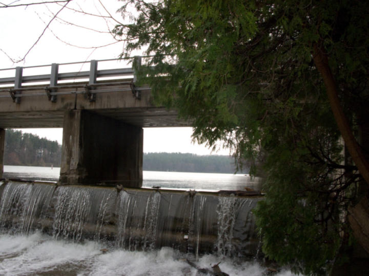 The waterfall leading down to the creek